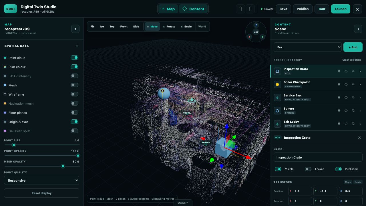 SODI Digital Twin Studio — spatial workspace