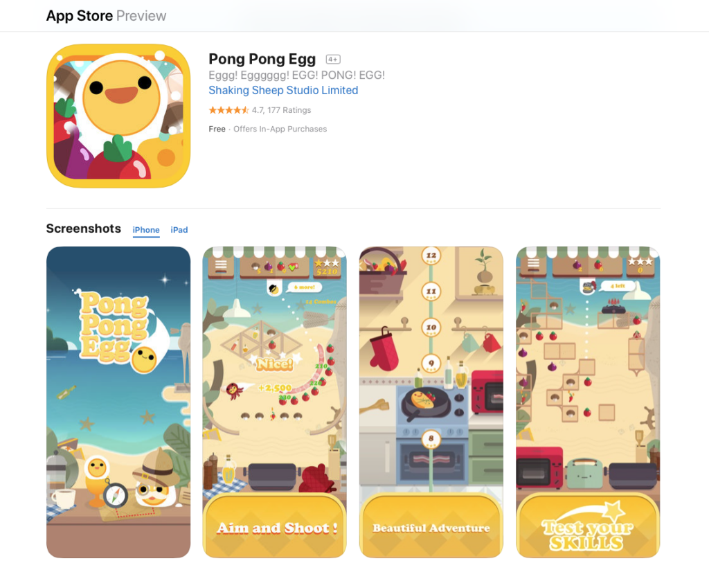 Pong Pong Egg hitting App Store Top Chart in Asia