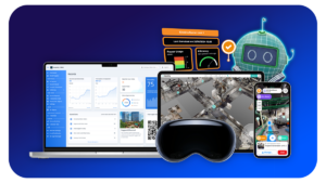 Inspekly dashboard, mobile, Digital Twin and XR product surfaces.