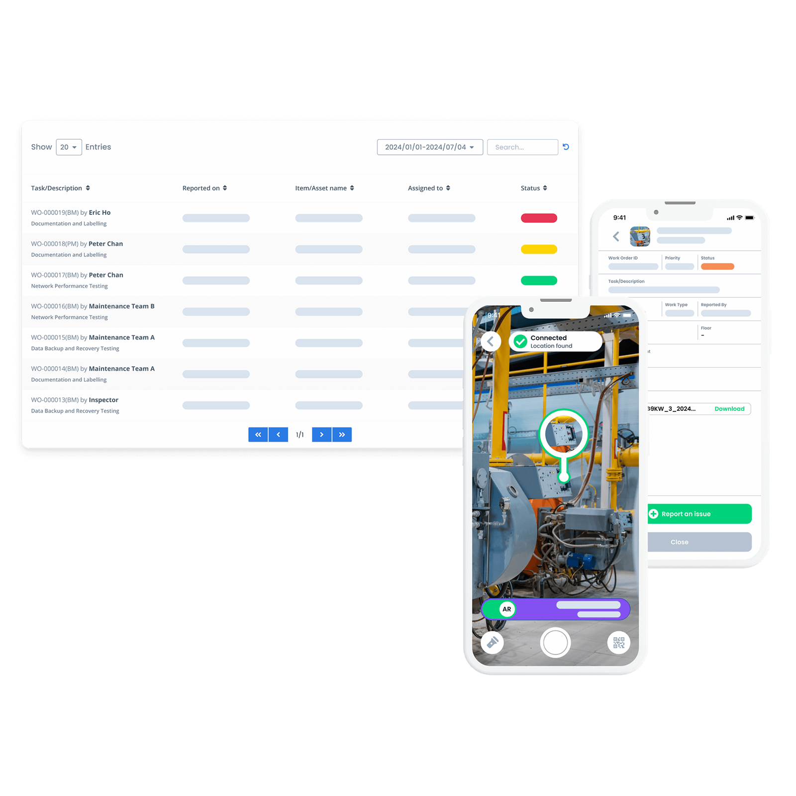 Inspekly work order management product interface.